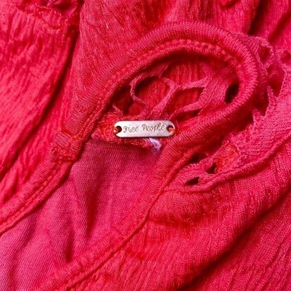 Free People Red Cut Out Lace Fit and Flare Dress - Picture 7 of 12